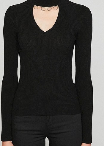 V Yakalı İnce Triko Kadın Kazak - Görsel 3