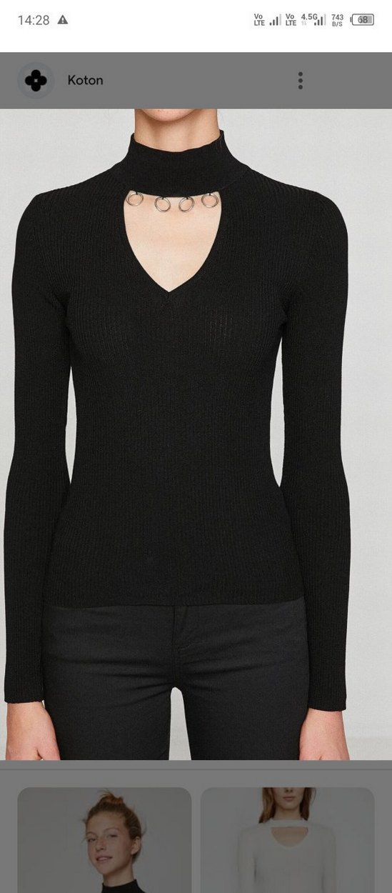 V Yakalı İnce Triko Kadın Kazak - Görsel 3