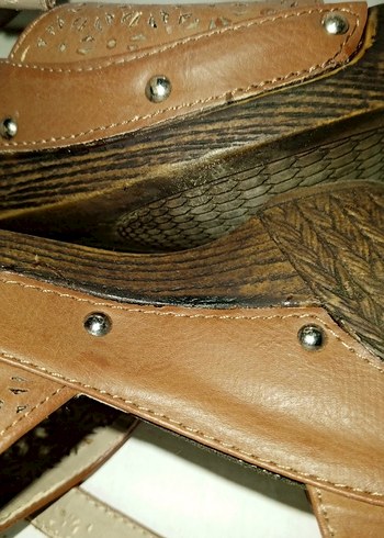 Kahverengi Dolgu Topuklu Sandalet - Görsel 5