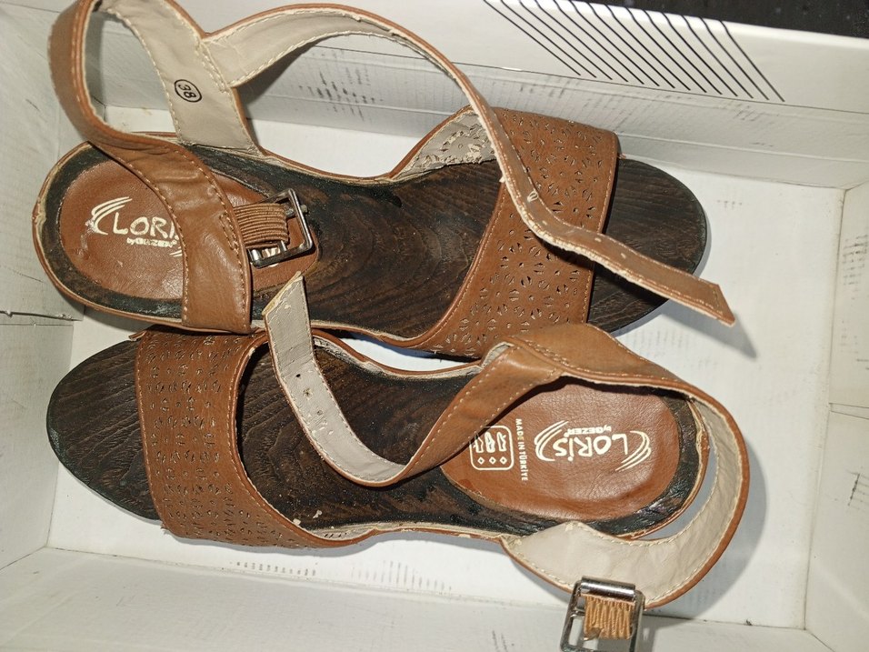 Kahverengi Dolgu Topuklu Sandalet - Görsel 4