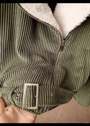 Kadın Haki Süet Kürk Detaylı Ceket - Görsel 6