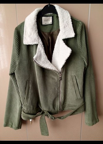 Kadın Haki Süet Kürk Detaylı Ceket - Görsel 2