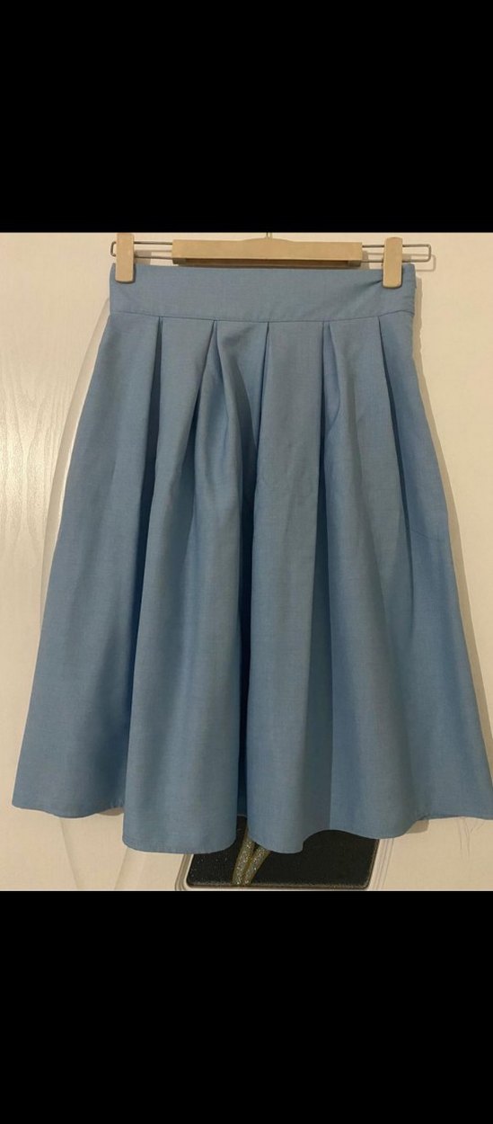 Midi Pileli Denim Etek - Görsel 2