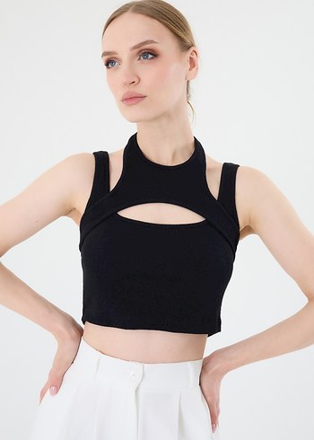 Siyah Mini Atlet Crop Top