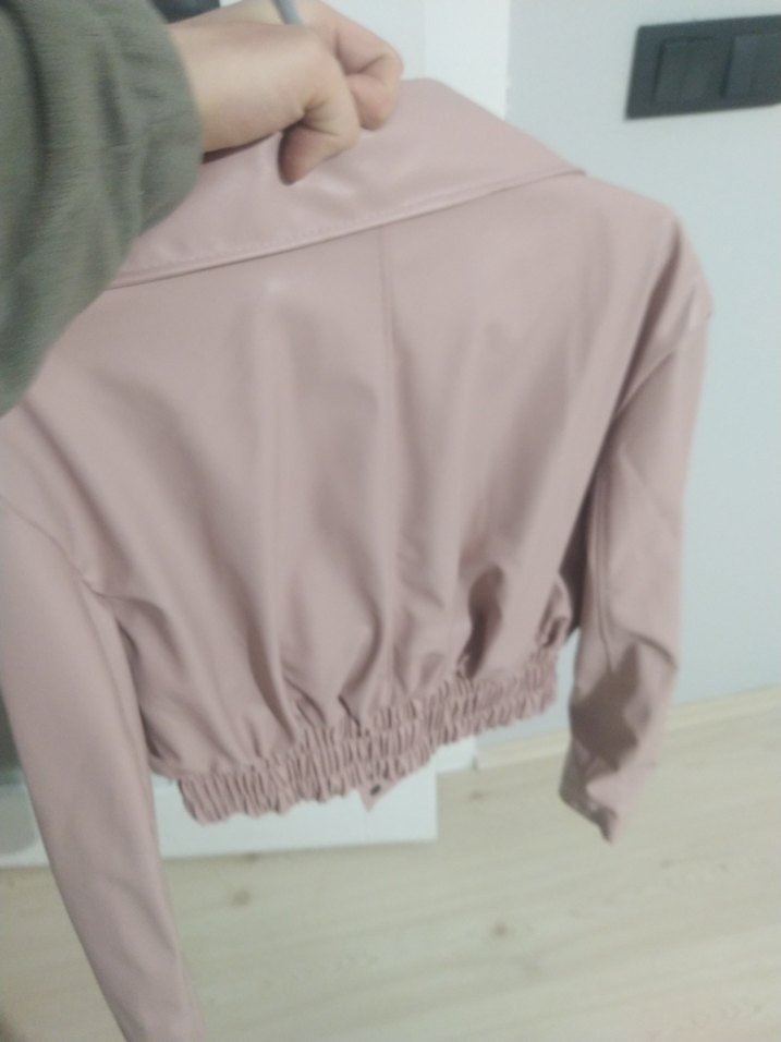 Düğmeli Pembe Süet Mini Kadın Ceket - Görsel 2