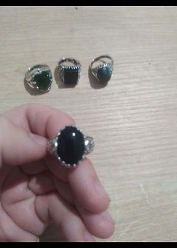 Erkek Minimalist Yeşil Taşlı Yüzük - Görsel 3