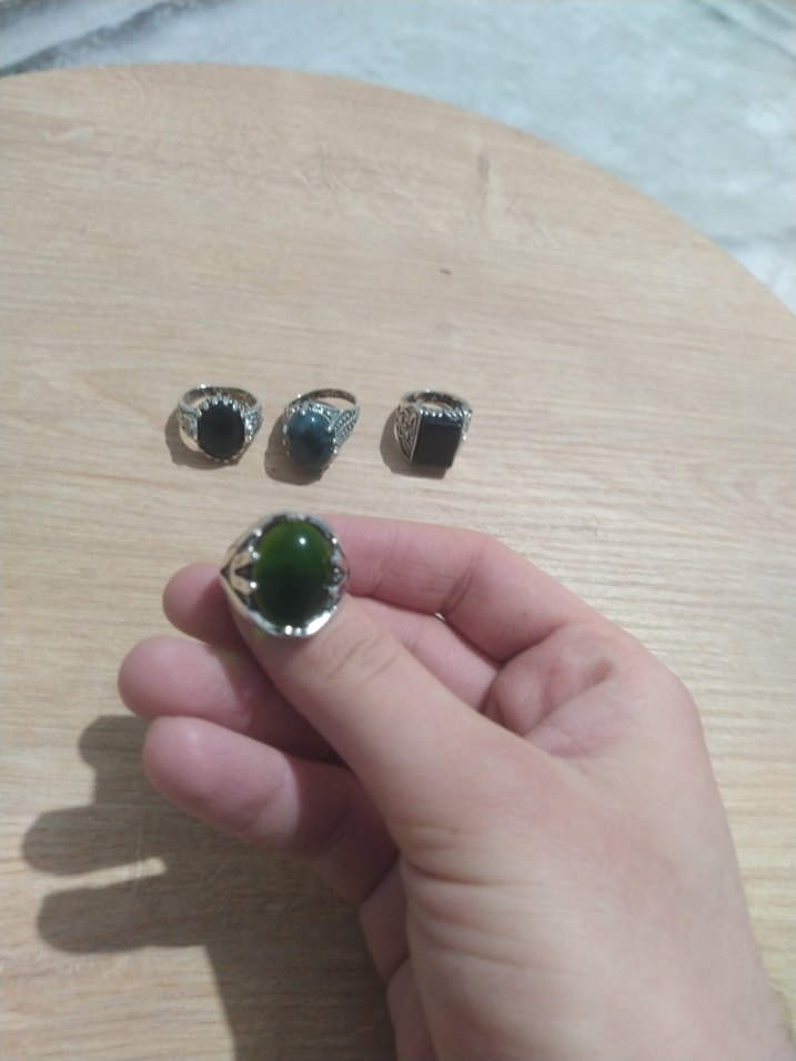 Erkek Minimalist Yeşil Taşlı Yüzük - Görsel 2