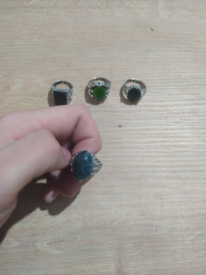 Erkek Minimalist Yeşil Taşlı Yüzük - Görsel 4