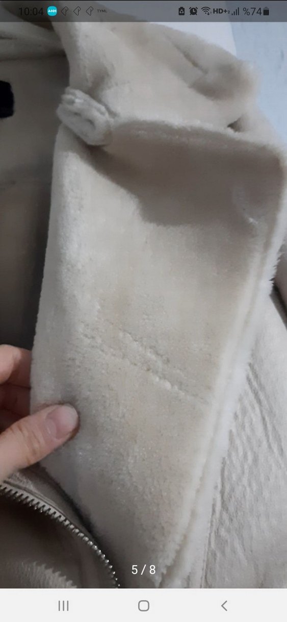 Kürk Detaylı Beyaz Deri Ceket - Görsel 5