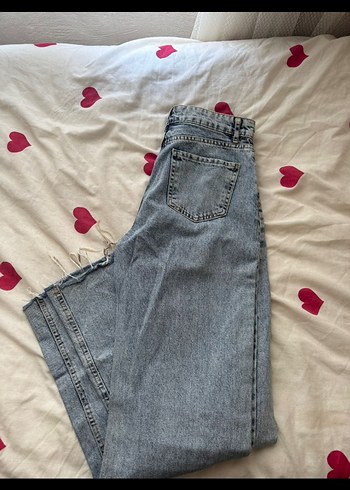 Gri Bol Kesim Midi Kot Pantolon - Görsel 2