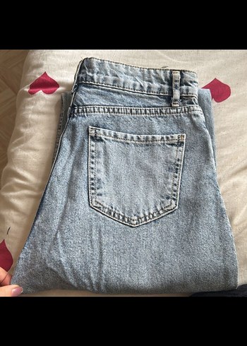 Gri Bol Kesim Midi Kot Pantolon - Görsel 4