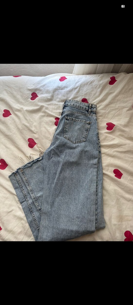 Gri Bol Kesim Midi Kot Pantolon - Görsel 2