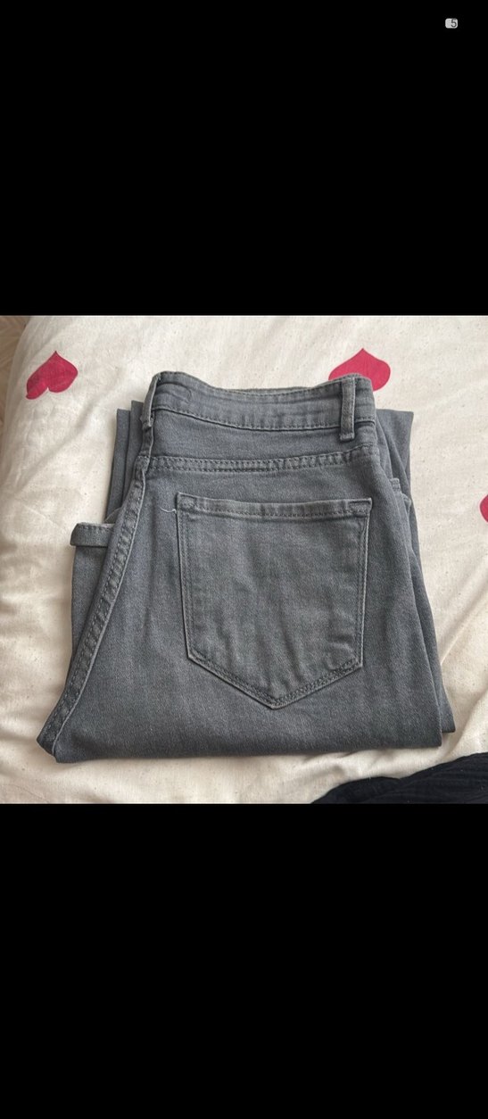 Düğmeli Gri Kadın Kot Pantolon - Görsel 3