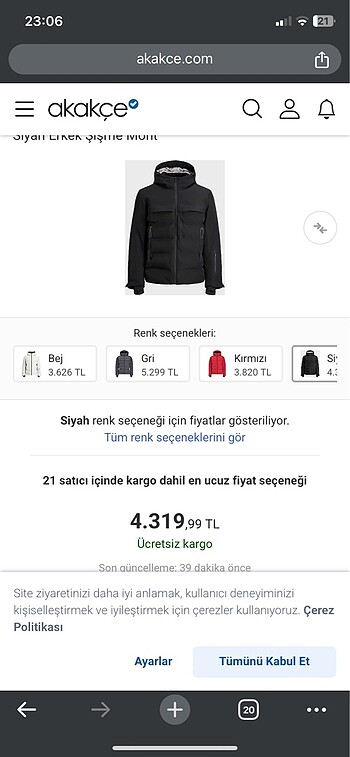 Jack&Jones Siyah Şişme Mont