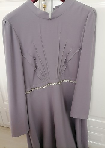 Gri Uzun Kollu Abiye Elbise - Görsel 2