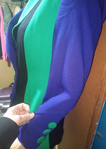 vintage düğmeli Çok Renkli Kadın Blazer Ceket - Görsel 10