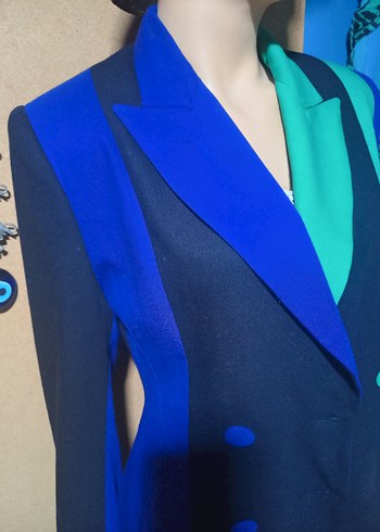 vintage düğmeli Çok Renkli Kadın Blazer Ceket - Görsel 11