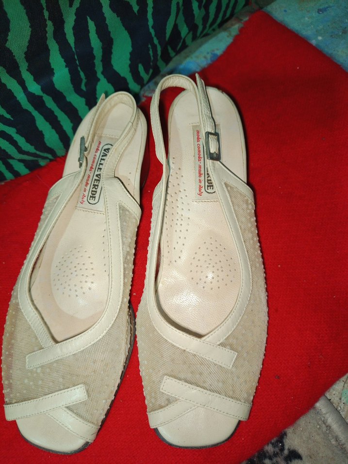 krem dantel vintage yazlık ayakkabı italyan - Görsel 3