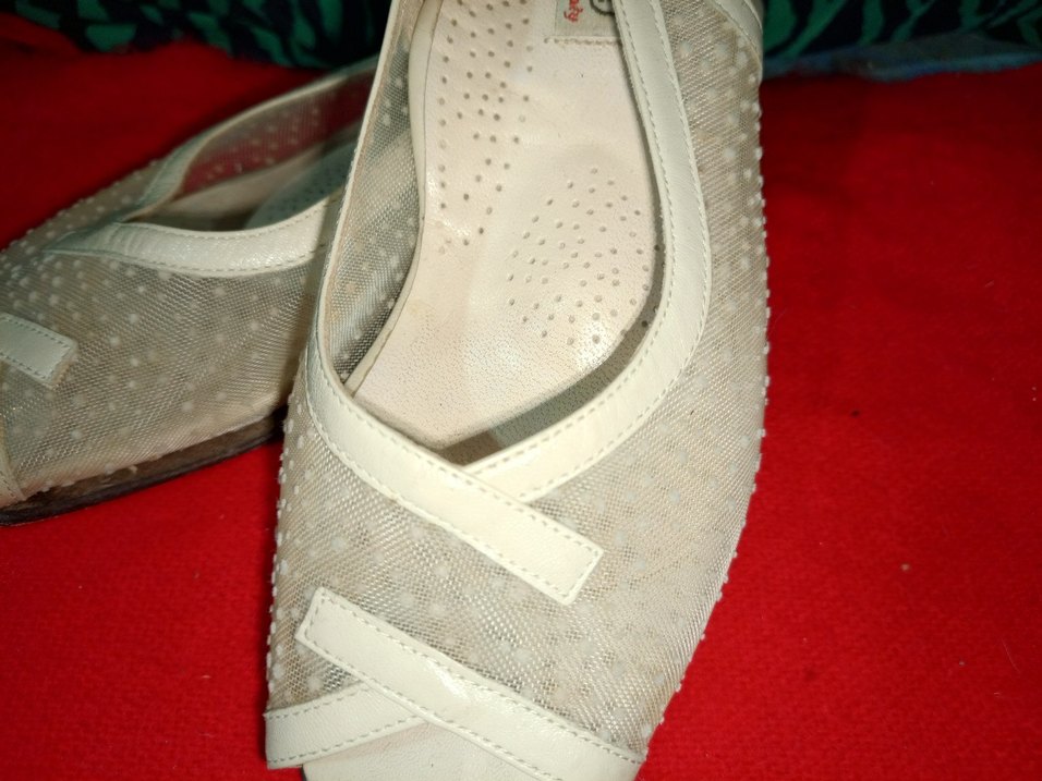 krem dantel vintage yazlık ayakkabı italyan - Görsel 4