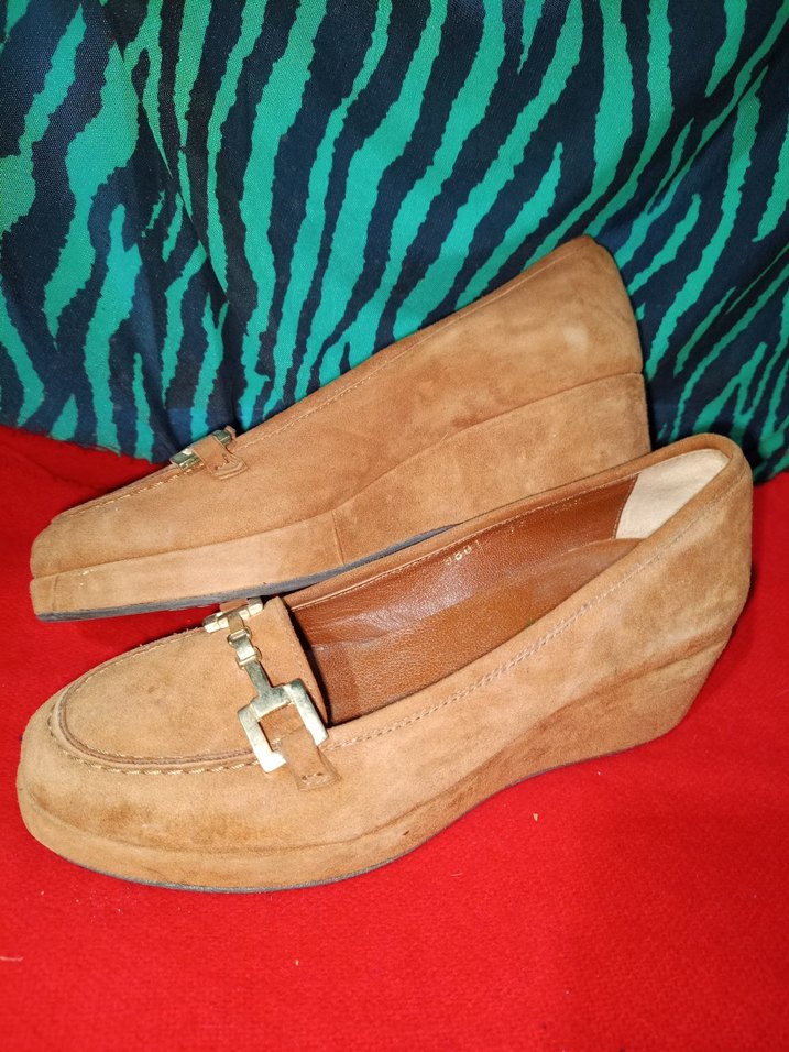Kadın Camel Süet Tokalı Dolgu Topuklu Loafer - Görsel 2