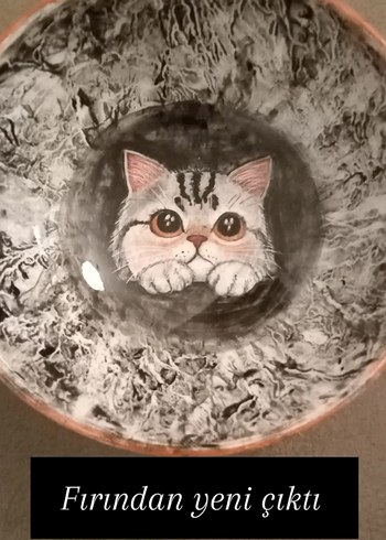 Sevimli Kedi Tasarımlı Mama Kabı