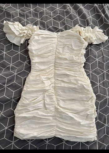 Fırfırlı Beyaz Mini Mezuniyet Elbise - Görsel 3