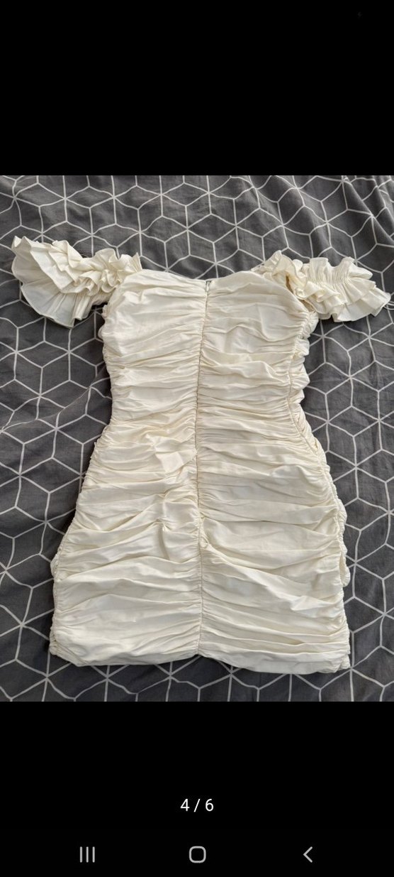 Fırfırlı Beyaz Mini Mezuniyet Elbise - Görsel 3