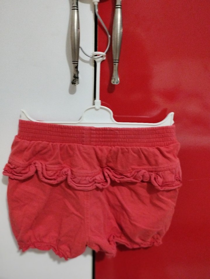 Kız Çocuk Kırmızı Pamuklu Fırfırlı Şort - Görsel 2