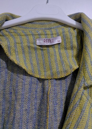 Kadın Haki Uzun Keten Palto - Görsel 3