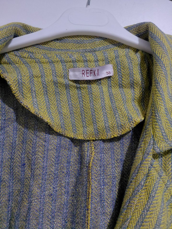 Kadın Haki Uzun Keten Palto - Görsel 3