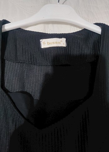 Uzun Siyah V Yaka Klasik Kadın Elbise - Görsel 4