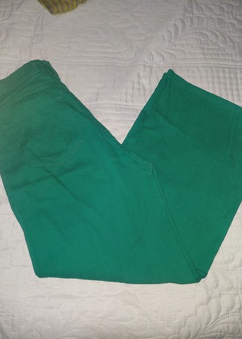 Kadın Koyu Yeşil Pamuklu Rahat Kesim Pantolon - Görsel 2