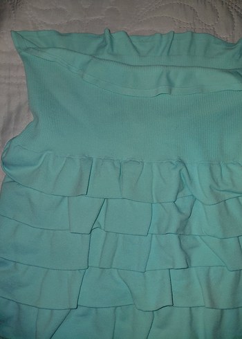 Fırfırlı Straplez Turkuaz - Görsel 2