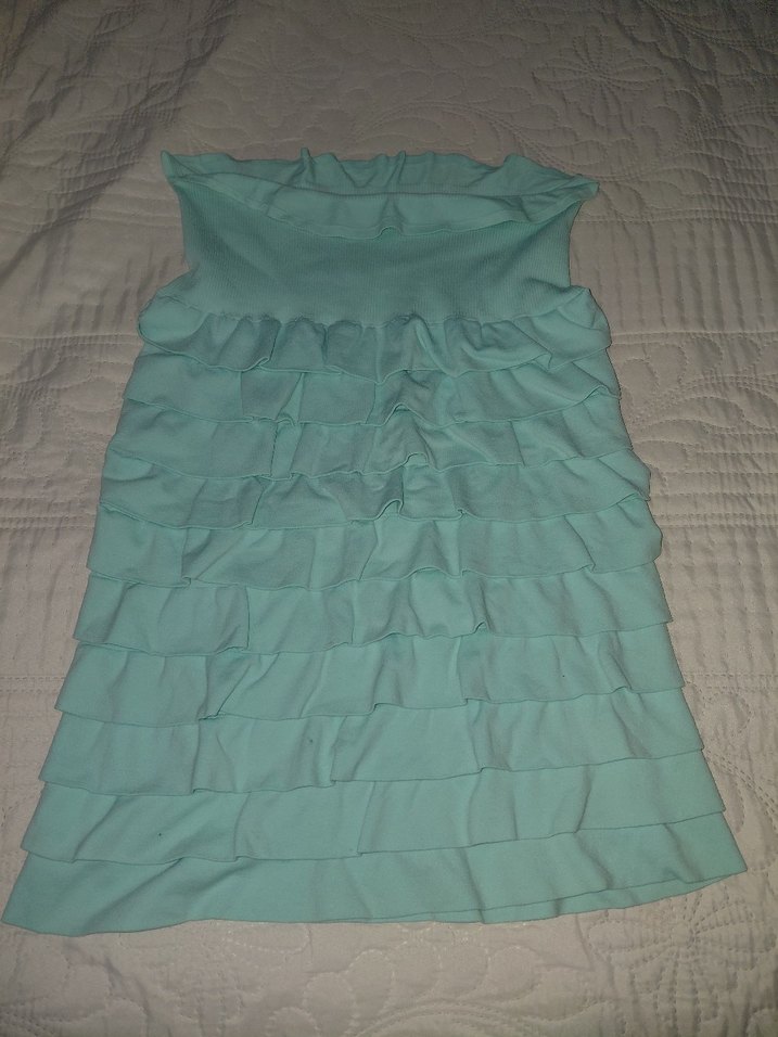 Fırfırlı Straplez Turkuaz - Görsel 3