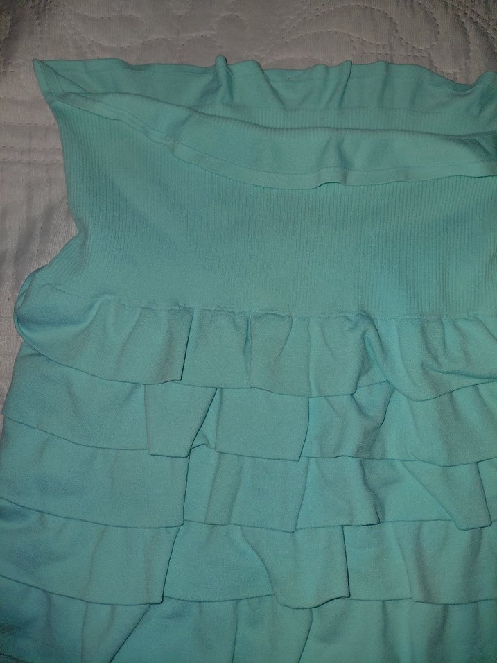 Fırfırlı Straplez Turkuaz - Görsel 2