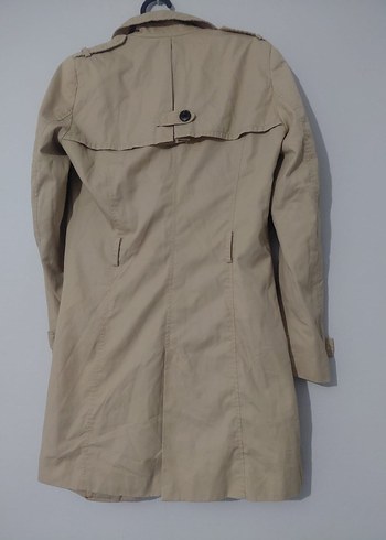 Bej Düğmeli Midi Kadın Trençkot - Görsel 5