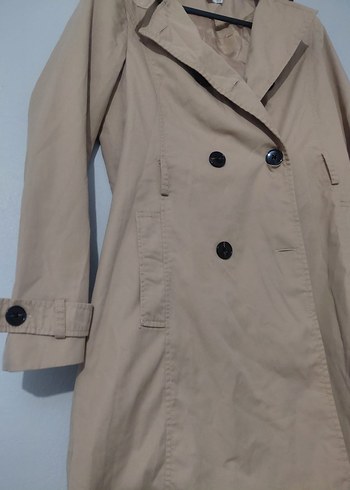 Bej Düğmeli Midi Kadın Trençkot - Görsel 2