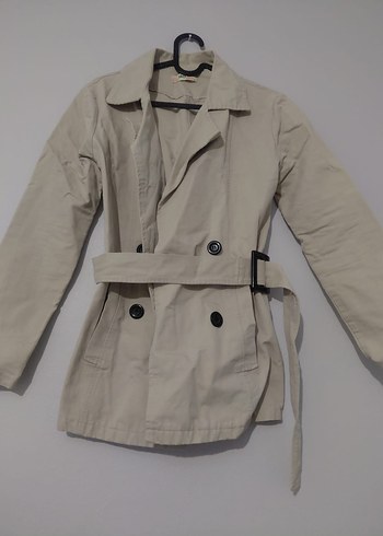 Bej Kadın Midi Trençkot Düğmeli - Görsel 2