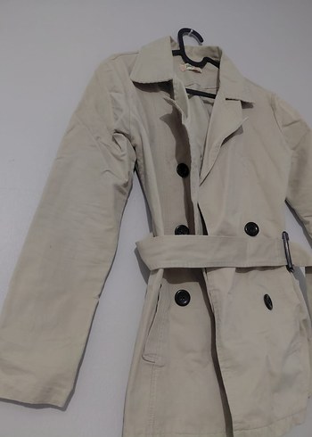 Bej Kadın Midi Trençkot Düğmeli - Görsel 3