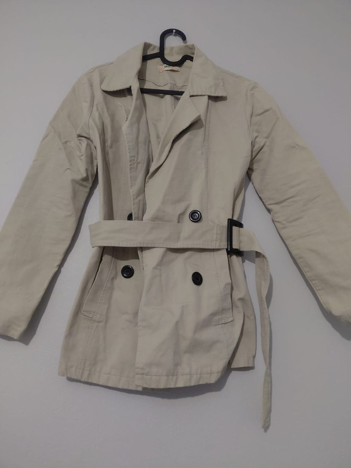 Bej Kadın Midi Trençkot Düğmeli - Görsel 2