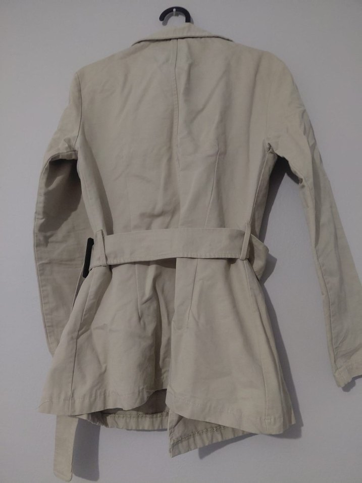 Bej Kadın Midi Trençkot Düğmeli - Görsel 5