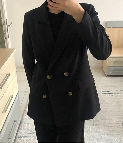 38 Beden siyah Renk Siyah blazer ceket