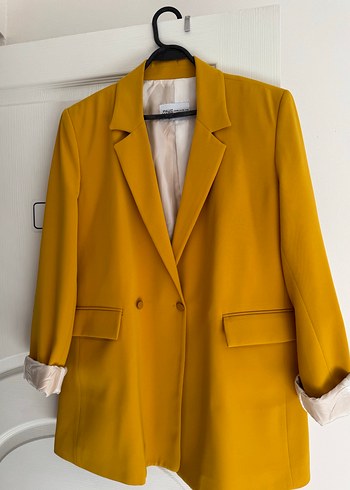 Sarı Düğmeli Kadın Blazer Ceket
