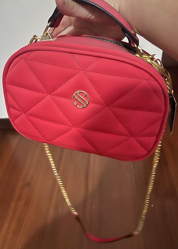 Yepyeni Kırmızı Deri Kadın Çanta - Görsel 6