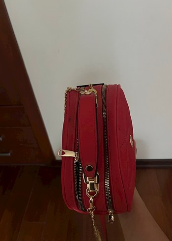 Yepyeni Kırmızı Deri Kadın Çanta - Görsel 8