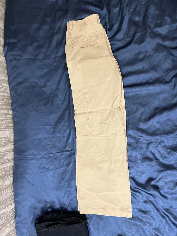 Kadın Bej Pamuklu Kemerli Rahat Pantolon - Görsel 3