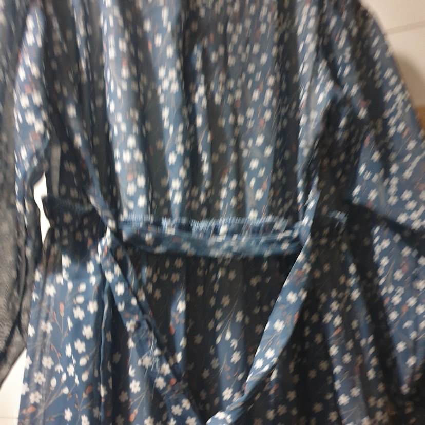 yazlık Uzun Kollu Fırfırlı Bohem Denim Elbise - Görsel 3