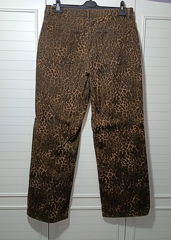 Kahverengi Leopar Desenli Kadın Süet Pantolon - Görsel 2