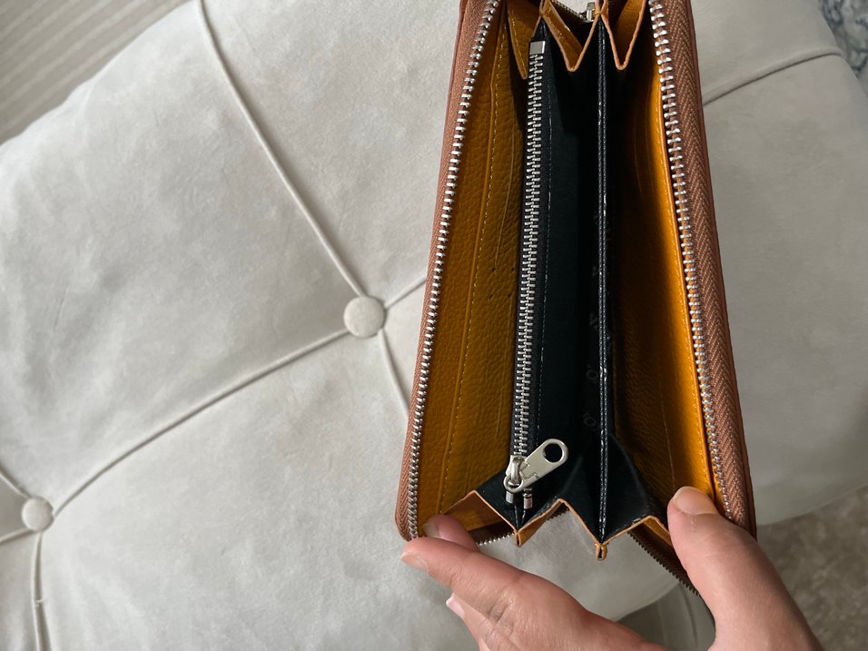 Kahverengi Deri Kadın Cüzdanı Fermuarlı - Görsel 2