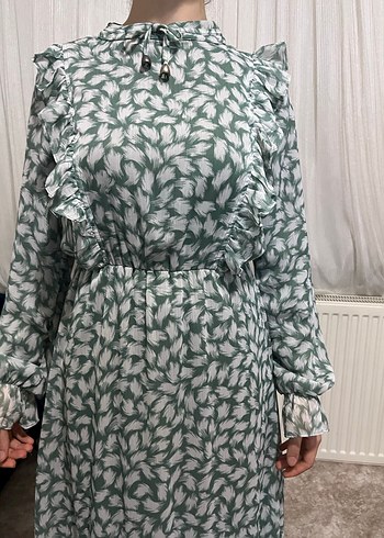 Uzun Bohem Kadın Elbise Gri Desenli - Görsel 2